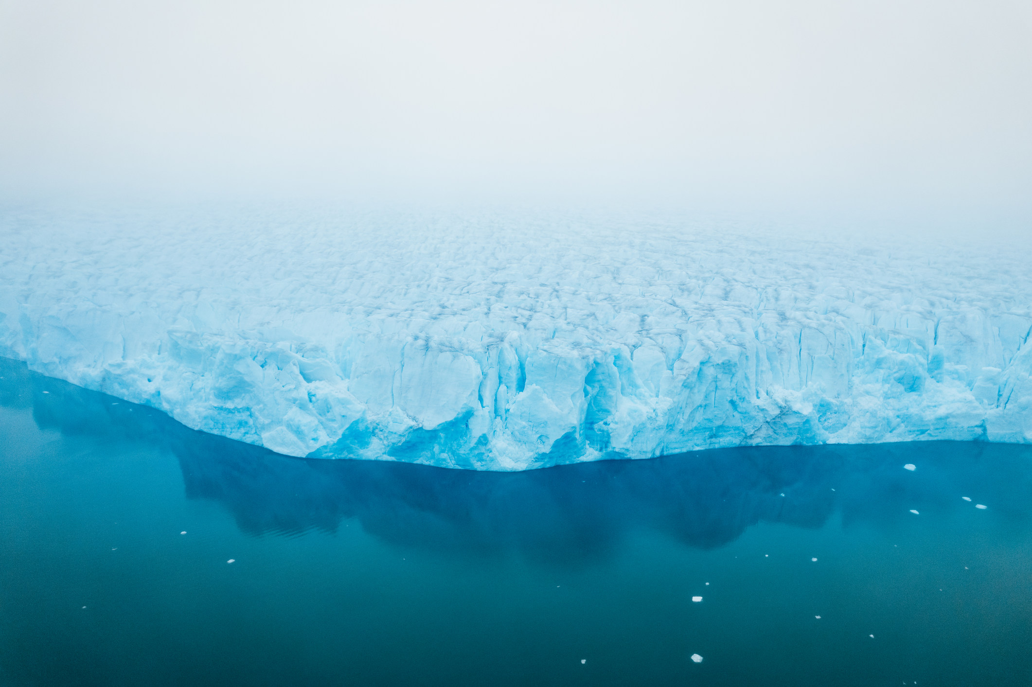 Aerial view of a glacier wall in Svalbard