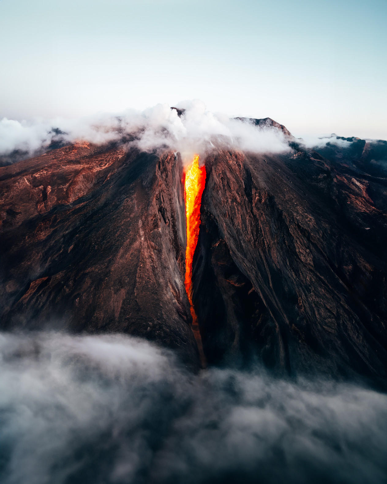 Volcano eruption in Stromboli