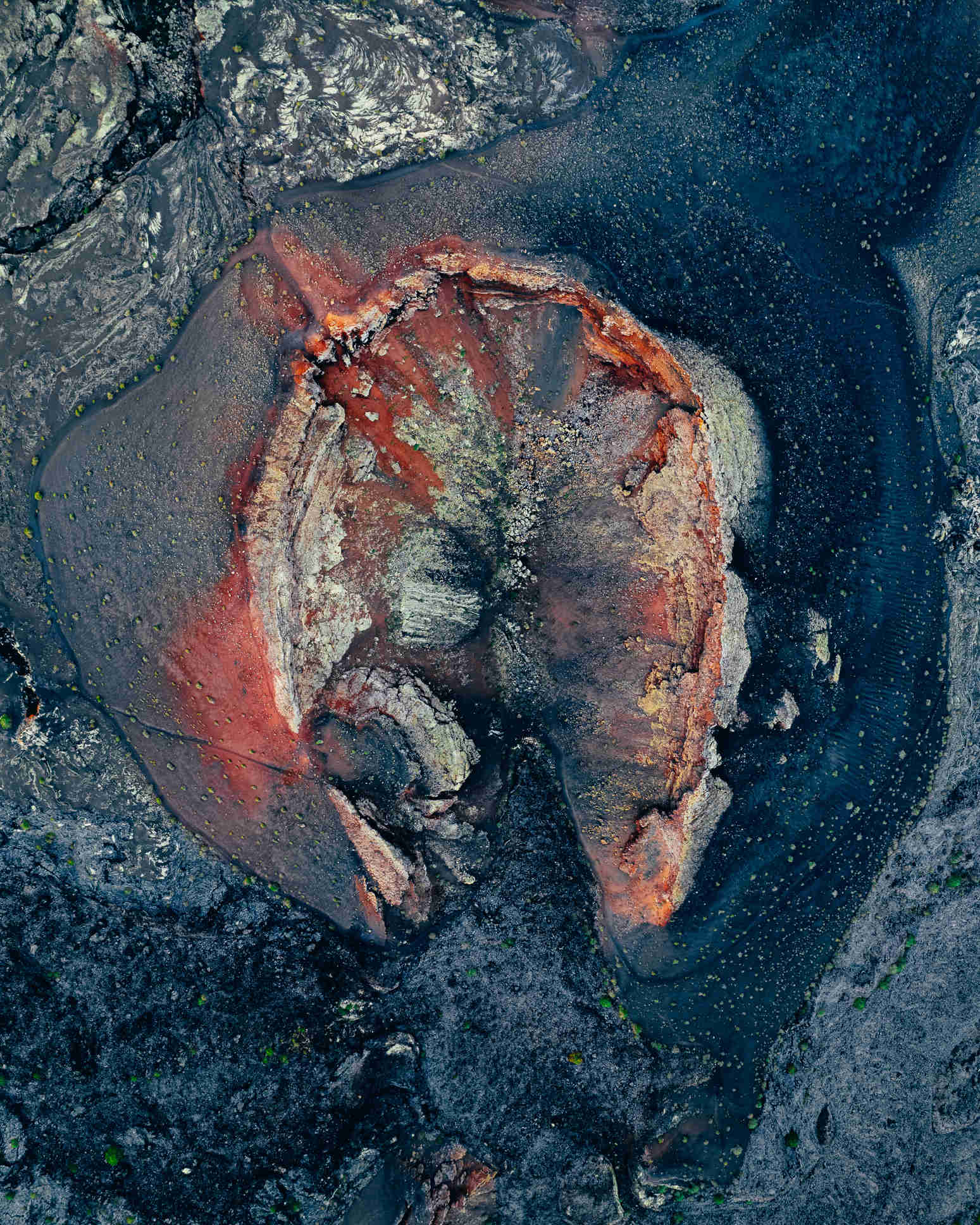 Volcanic crater from a drone