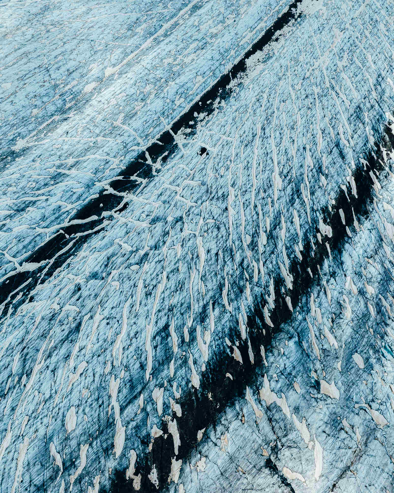 Aerial details of a glacier in Switzerland