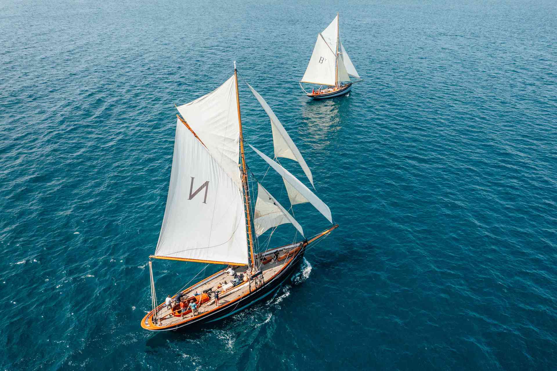 Pilot Cutters sailing together in Falmouth Cornwall