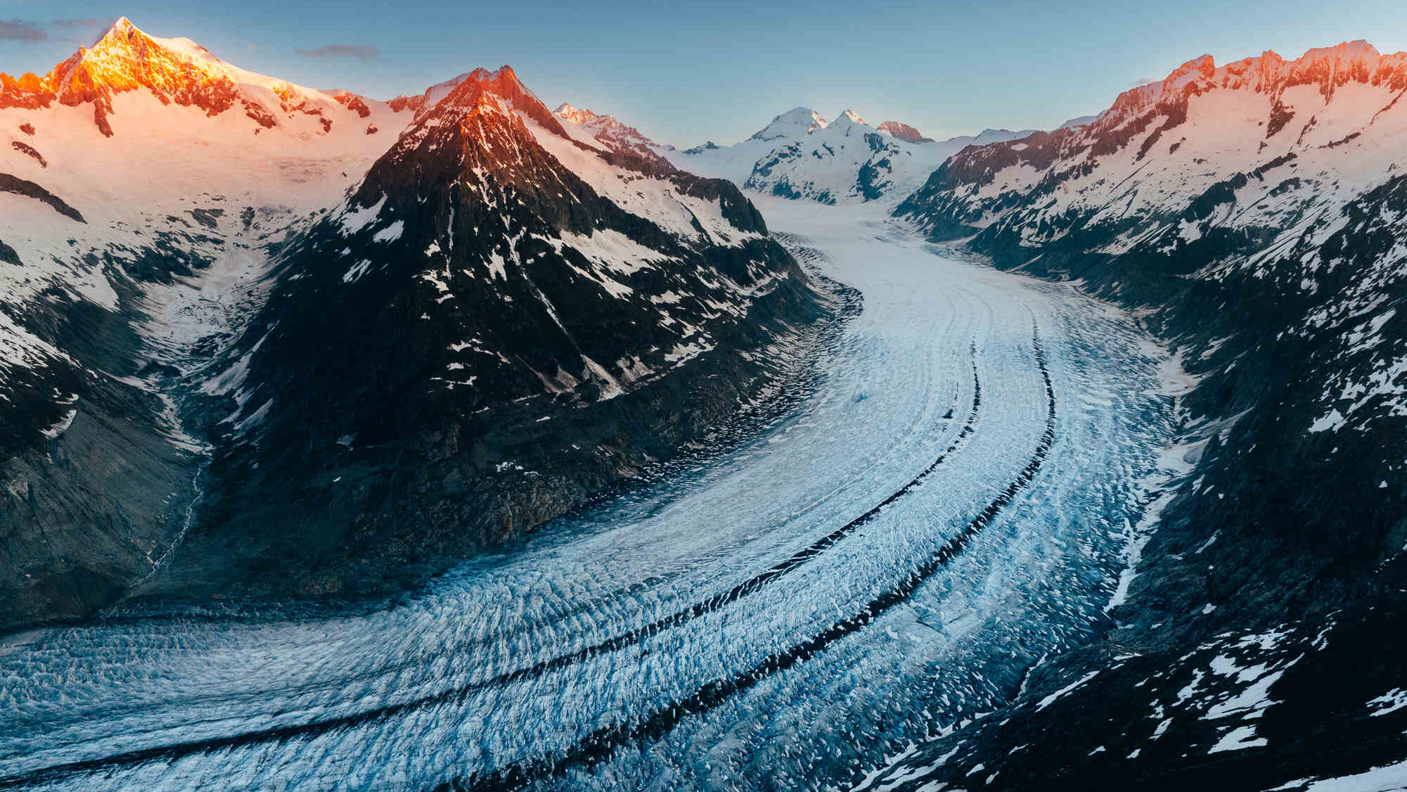 Aletsch Glacier in Switzerland at sunrise