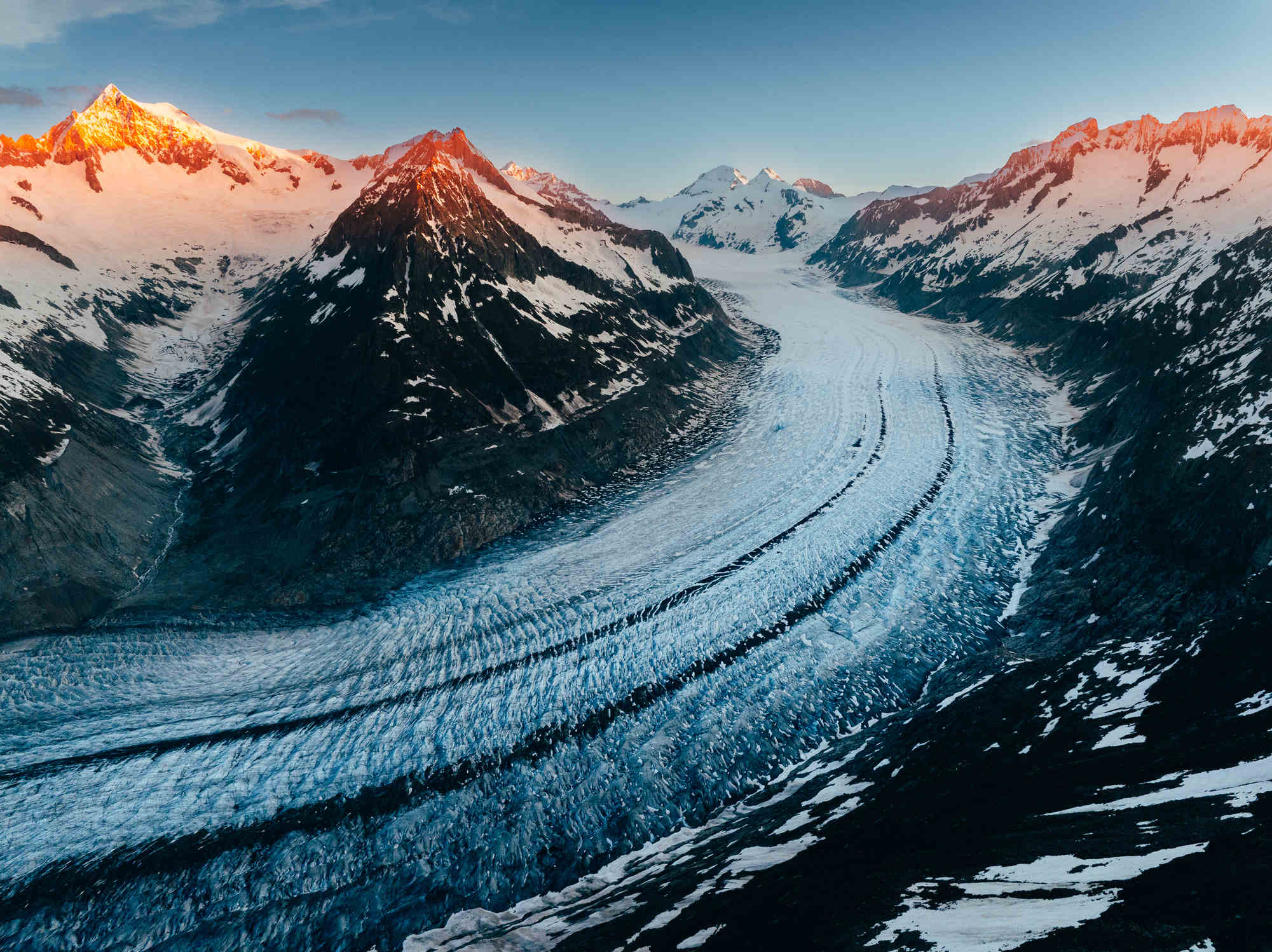 Aletsch Glacier in Switzerland at sunrise