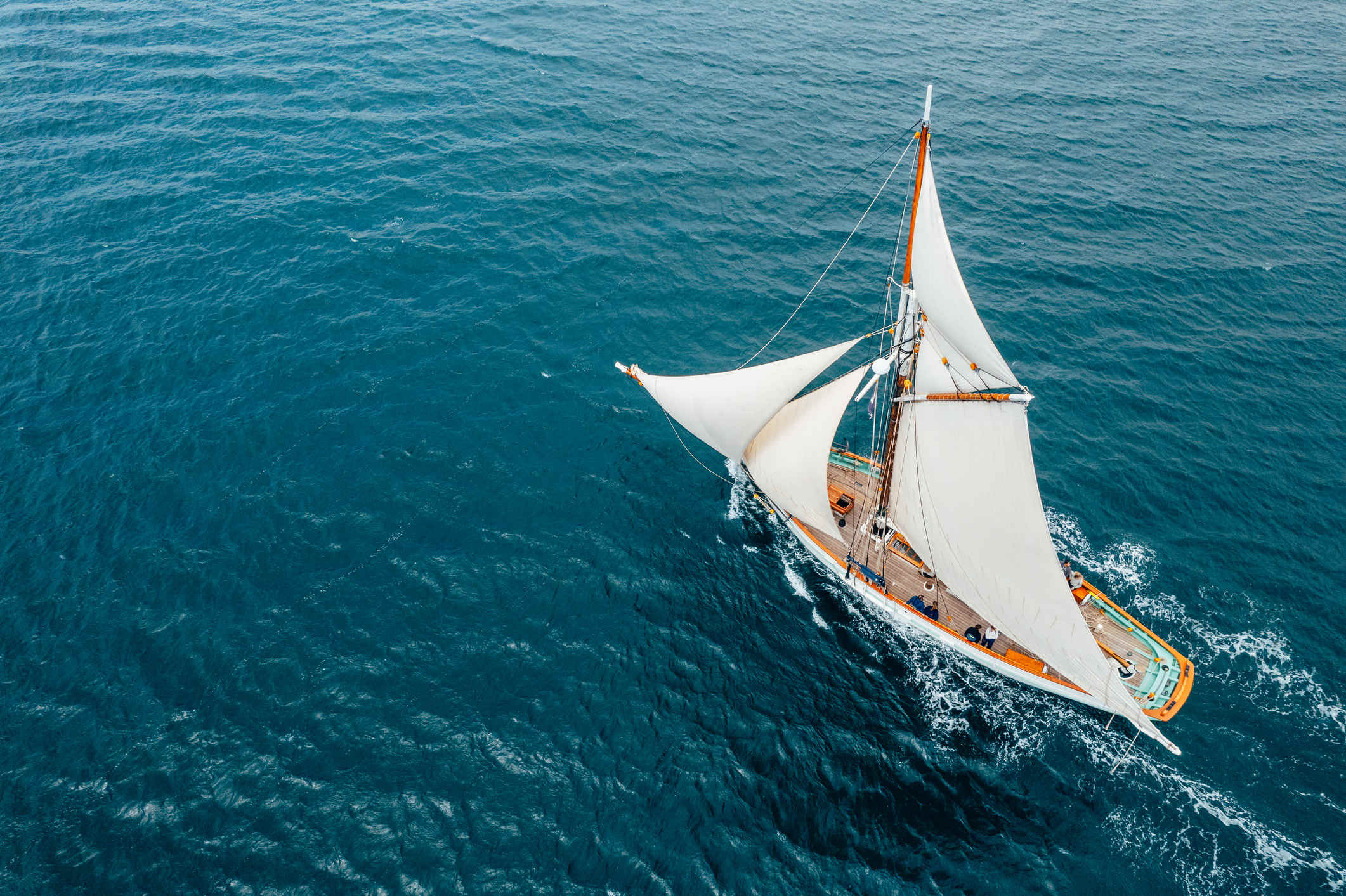 Pilot cutter Pellew sailing in Falmouth from a drone