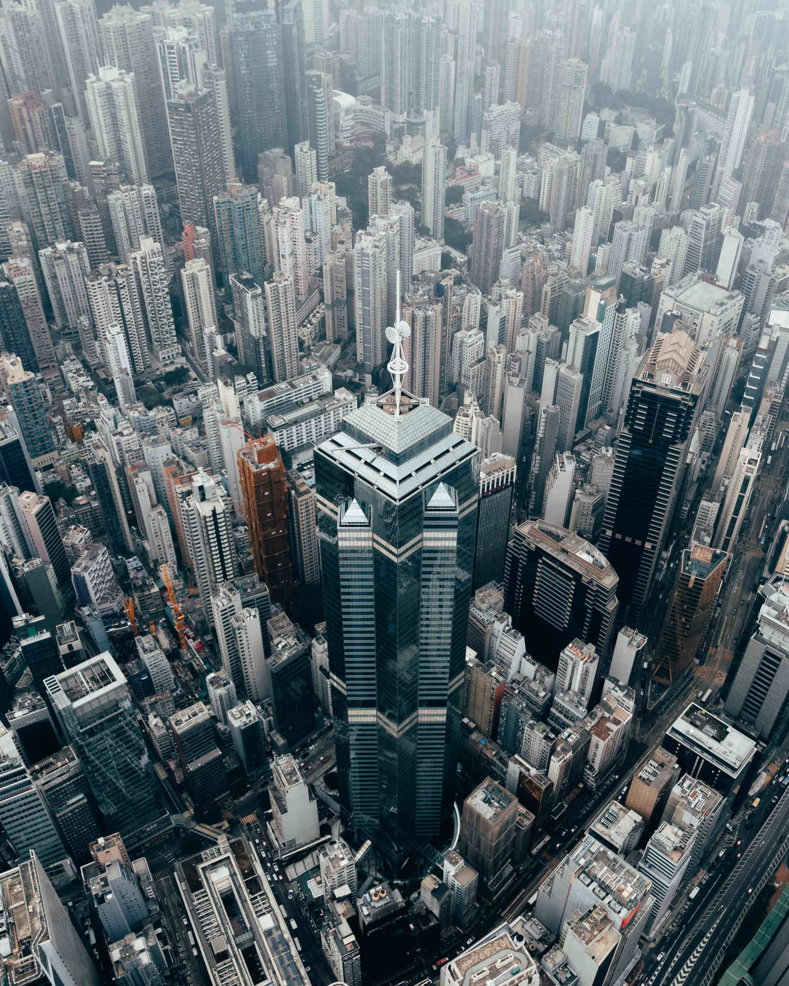 The centre in Hong Kong from a drone