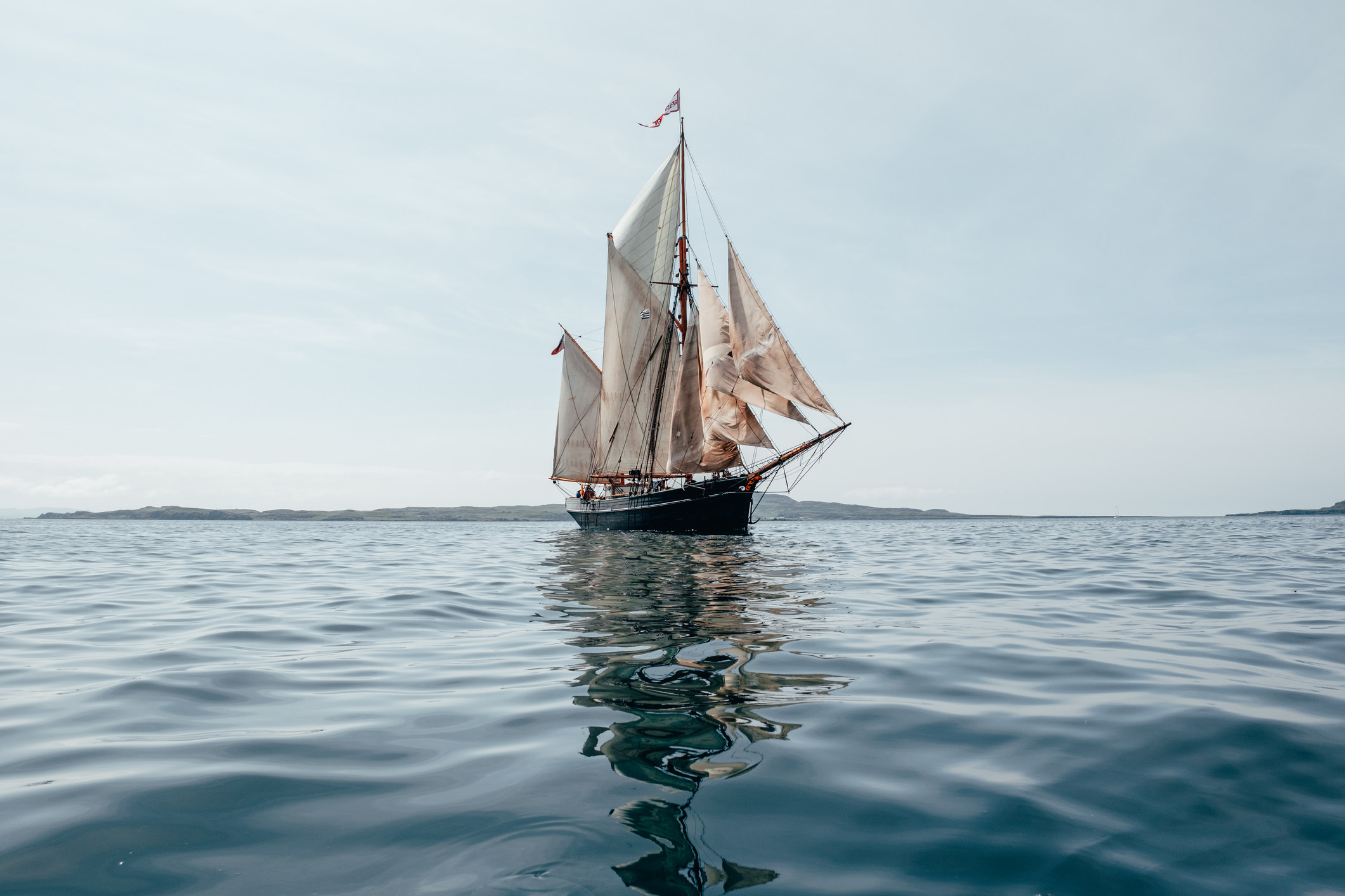 Tall ship under sail at sea