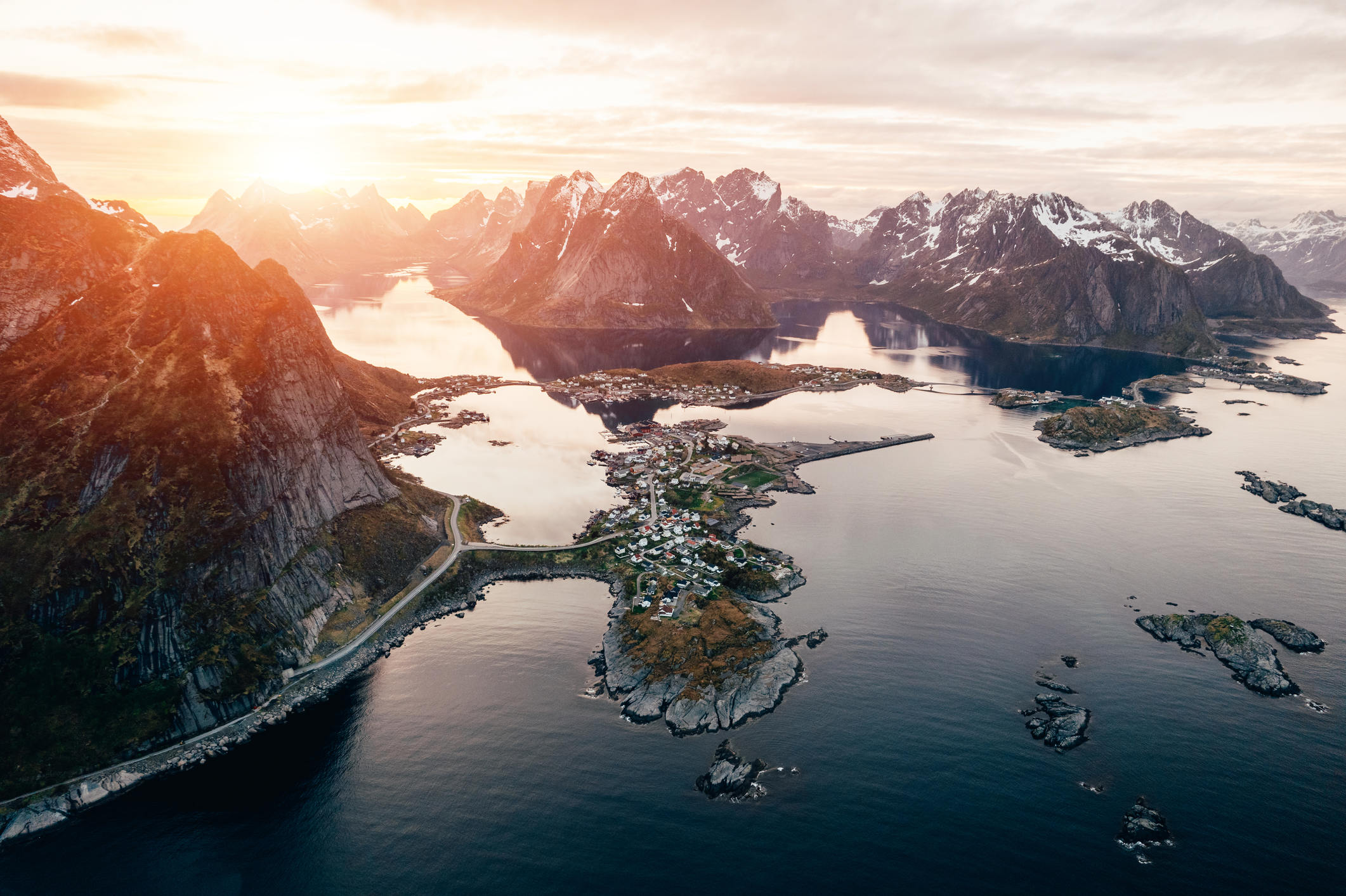 Sunrise over Reine in Lofoten Norway