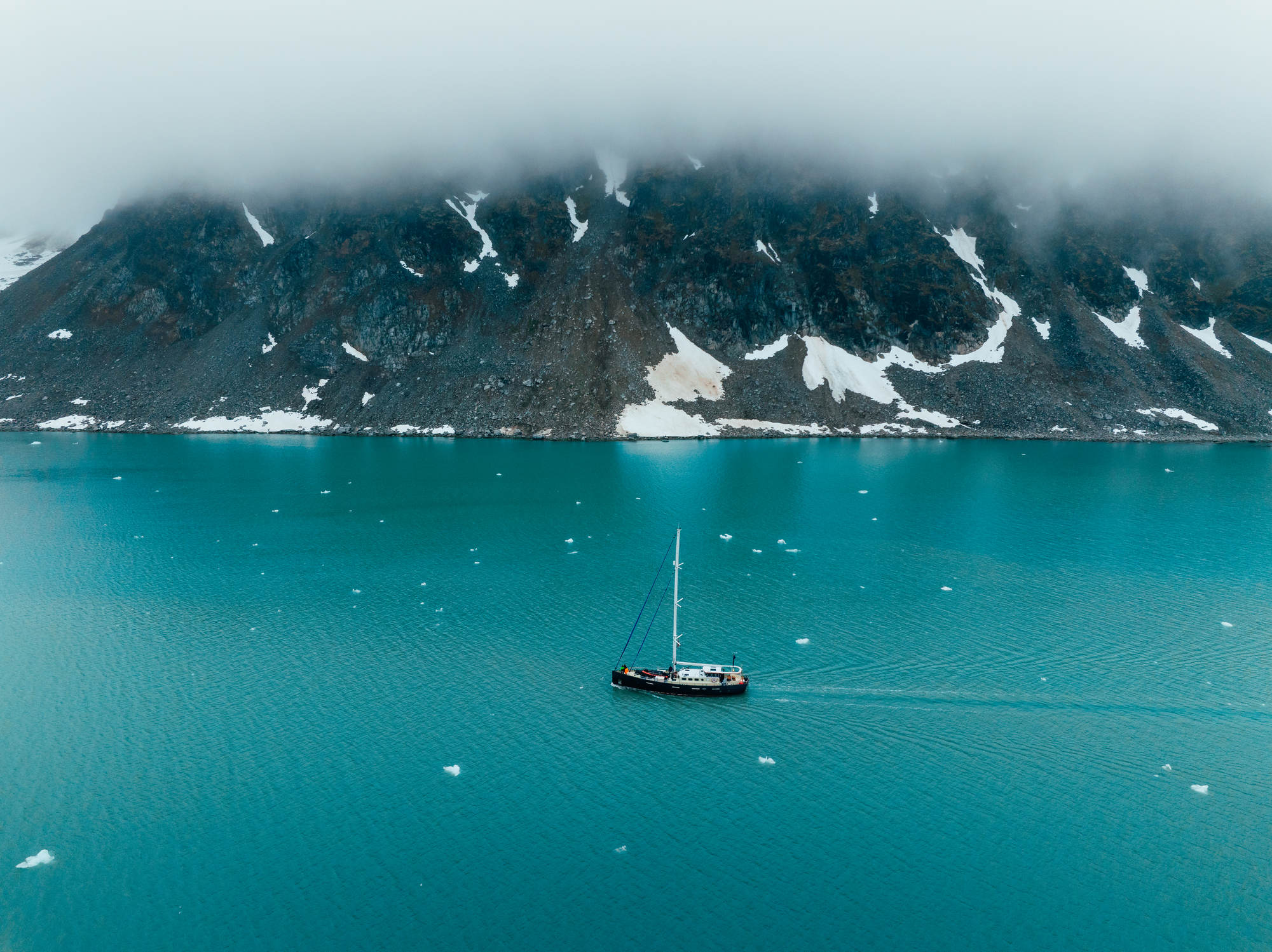 Sailing past a mountain in the arctic
