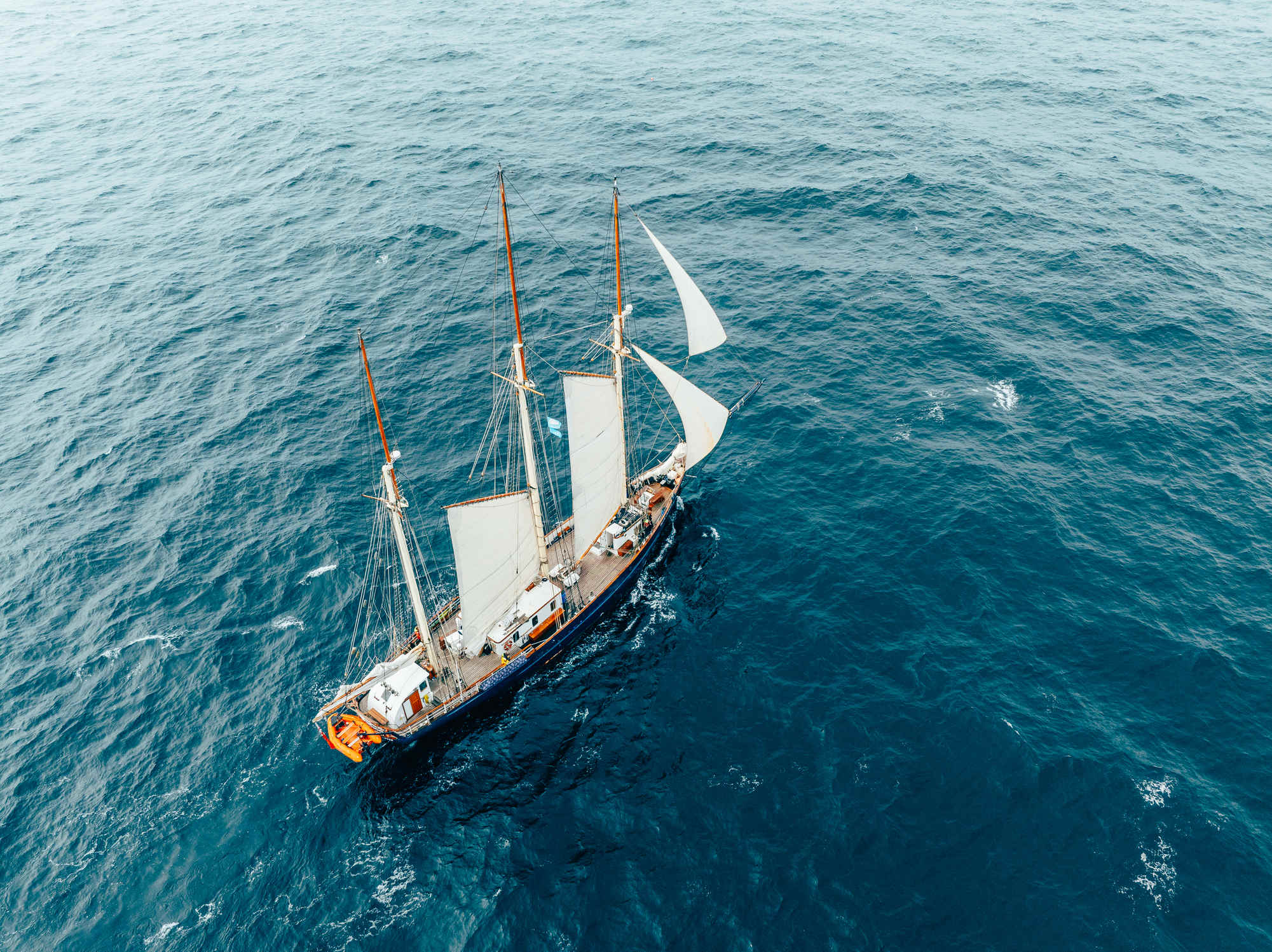 Drone blue clipper sailing