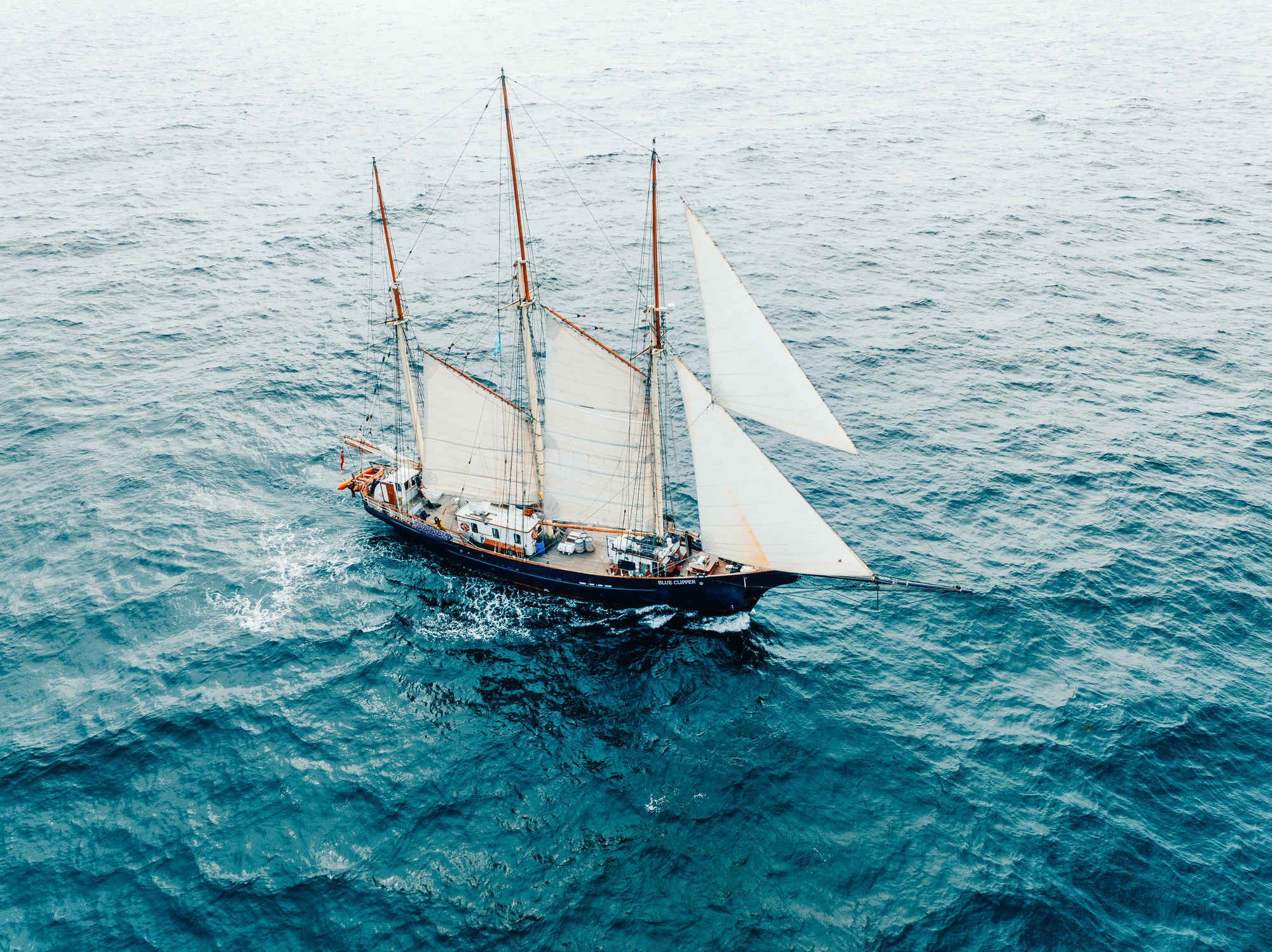 Blue Clipper sailing from a drone