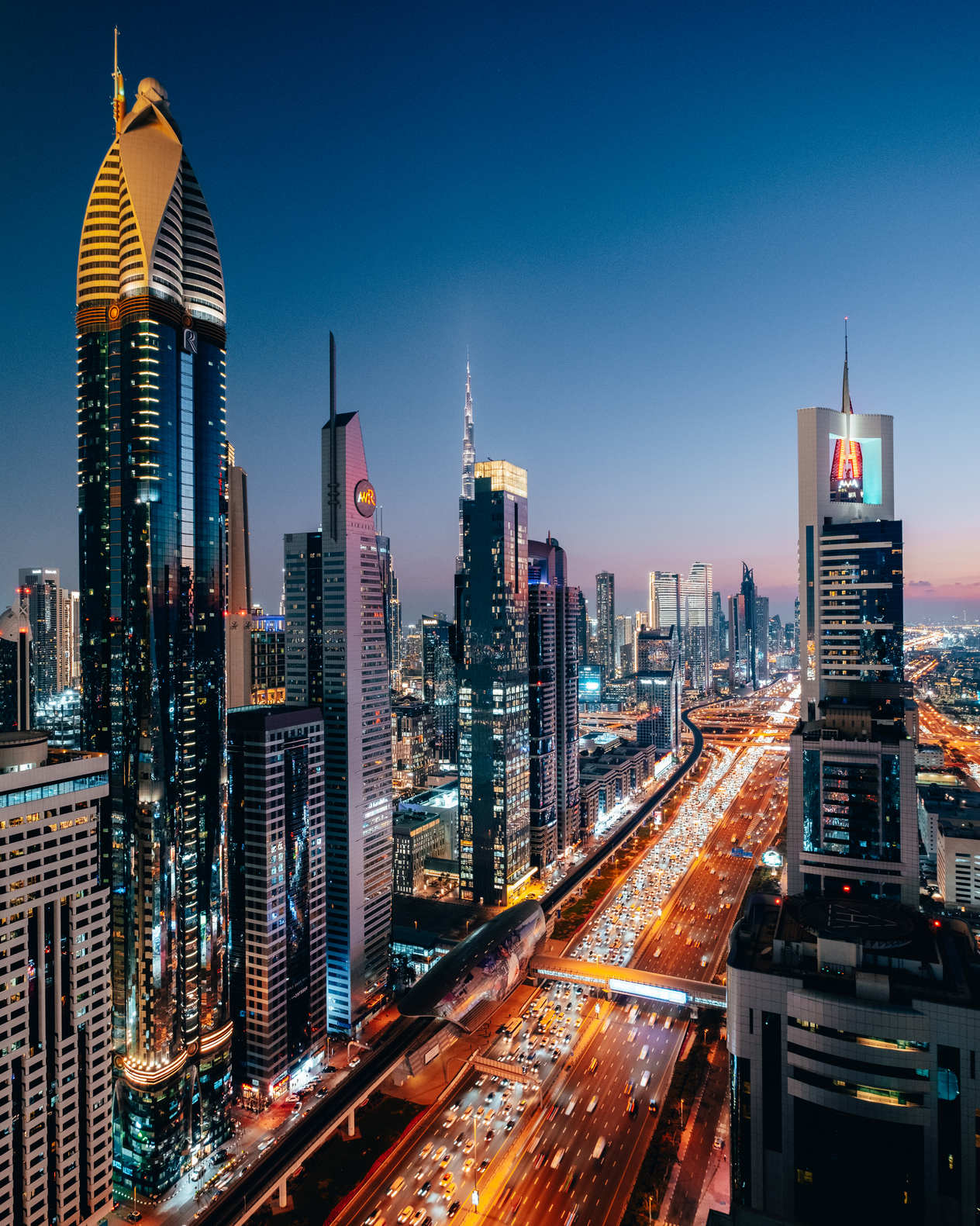 Dubai skyline at night